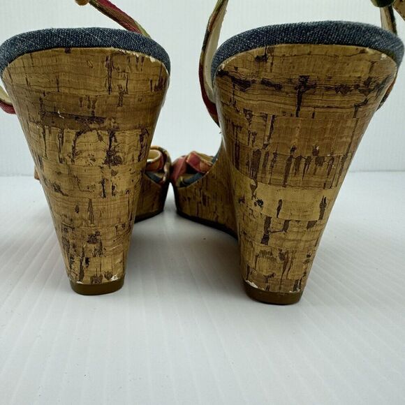 Tommy Hilfiger Inya Sandals Plaid Ankle Strap Wedge Heels Size 8.5 M - Picture 5 of 13